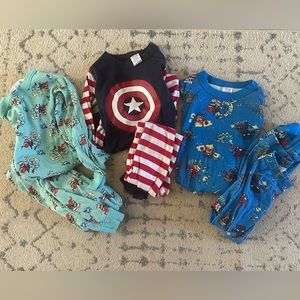 Lot of 3 sets Hanna Andersson Marvel pajamas. Size 120 (6-7)